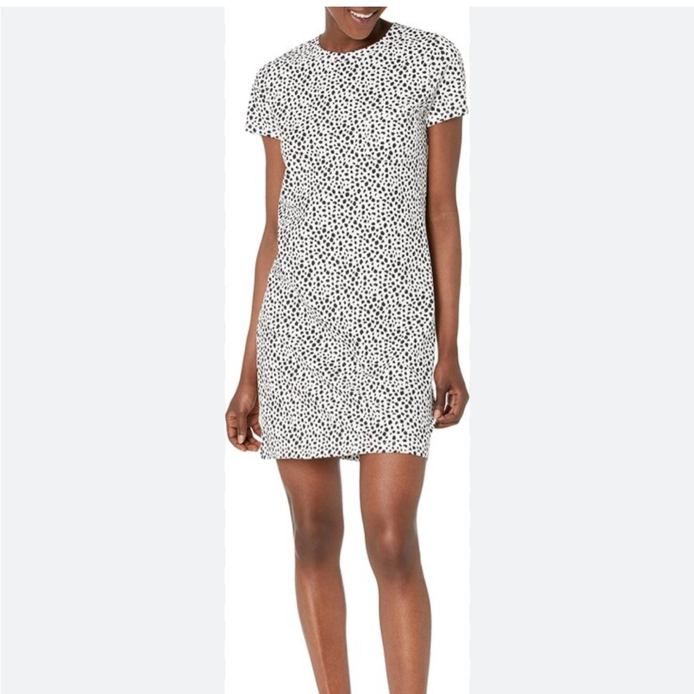 Goodthreads Polka Dot Dress Medium Black White Short Sleeve Casual Mini Dress